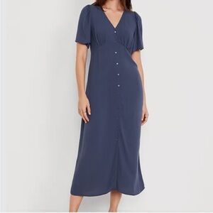 Old Navy Midi Shirt Dress Women’s Waist Defined Flutter Sleeves Lightweight NWT